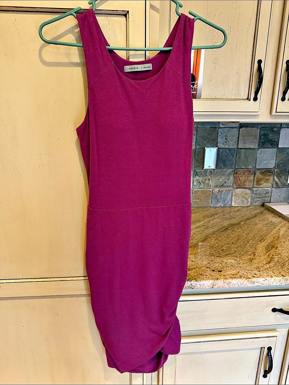 Athleta Seeker Racerback Mini Ruched Tank Dress Pink Small